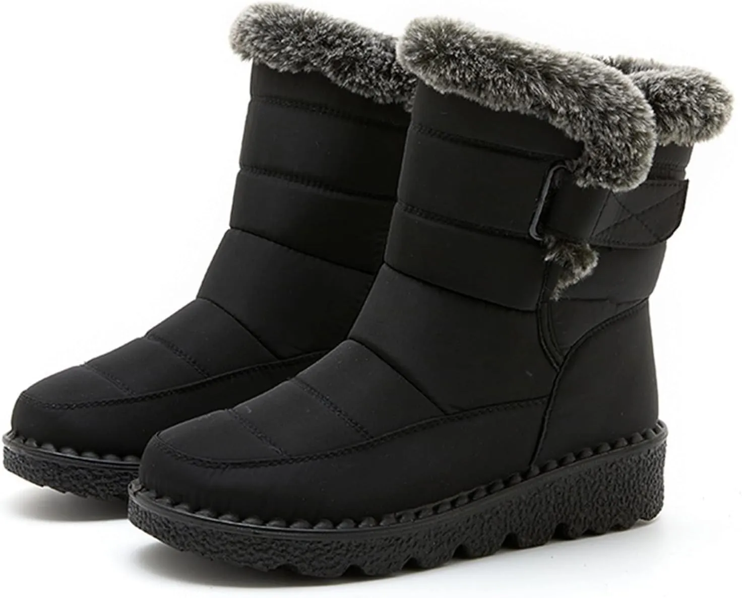 GUNIYIFS Womens Winter Snow Boots Winter Boot with Comfortable Flat Shoes for Women Warm Fur Lined Ankle Booties Outdoor Slip On Waterproof Short Boots