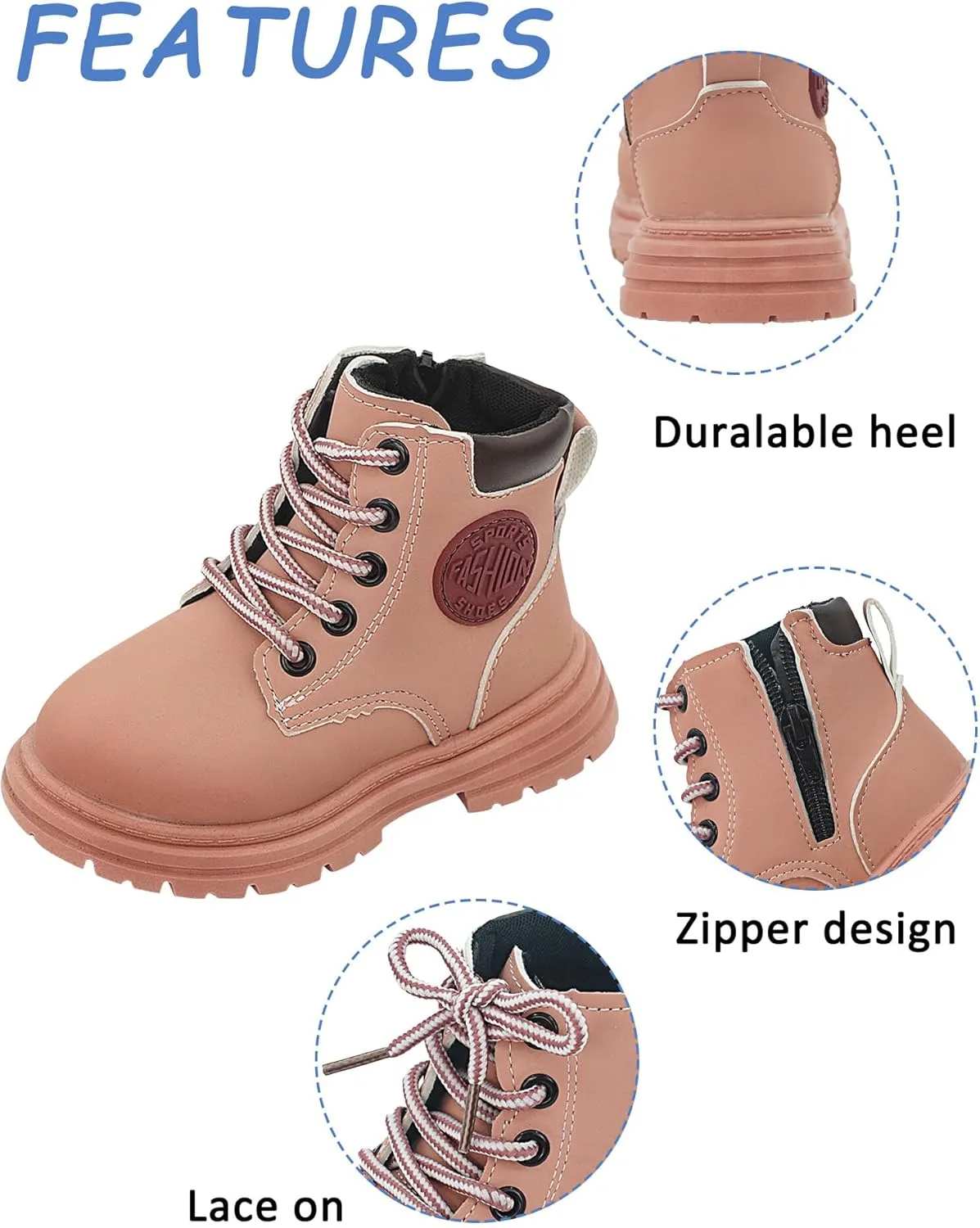 Happy Cherry Toddler Work Boots Classic Snow Boots Waterproof Winter Boots Ankle Lace Up Boot Construction Boots