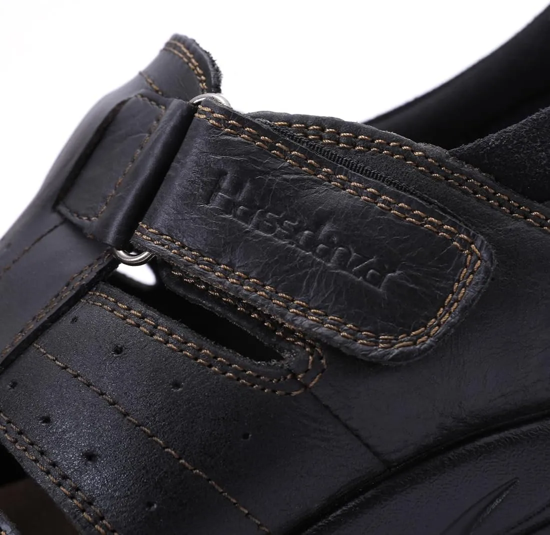 Harssidanzar Mens Leather Fisherman Sandals Closed Toe Sandal For Men KM226US