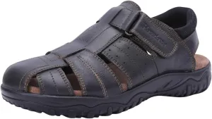 Harssidanzar Mens Leather Fisherman Sandals Closed Toe Sandal For Men KM226US