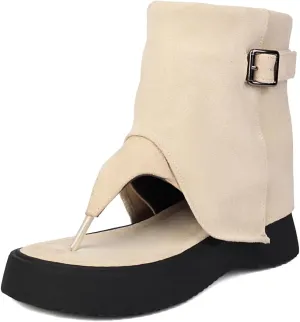 High Top Platform Sandals for Women Thongs Summer Bootie Sandals Buckle Gladiator Sandals Open-Toe