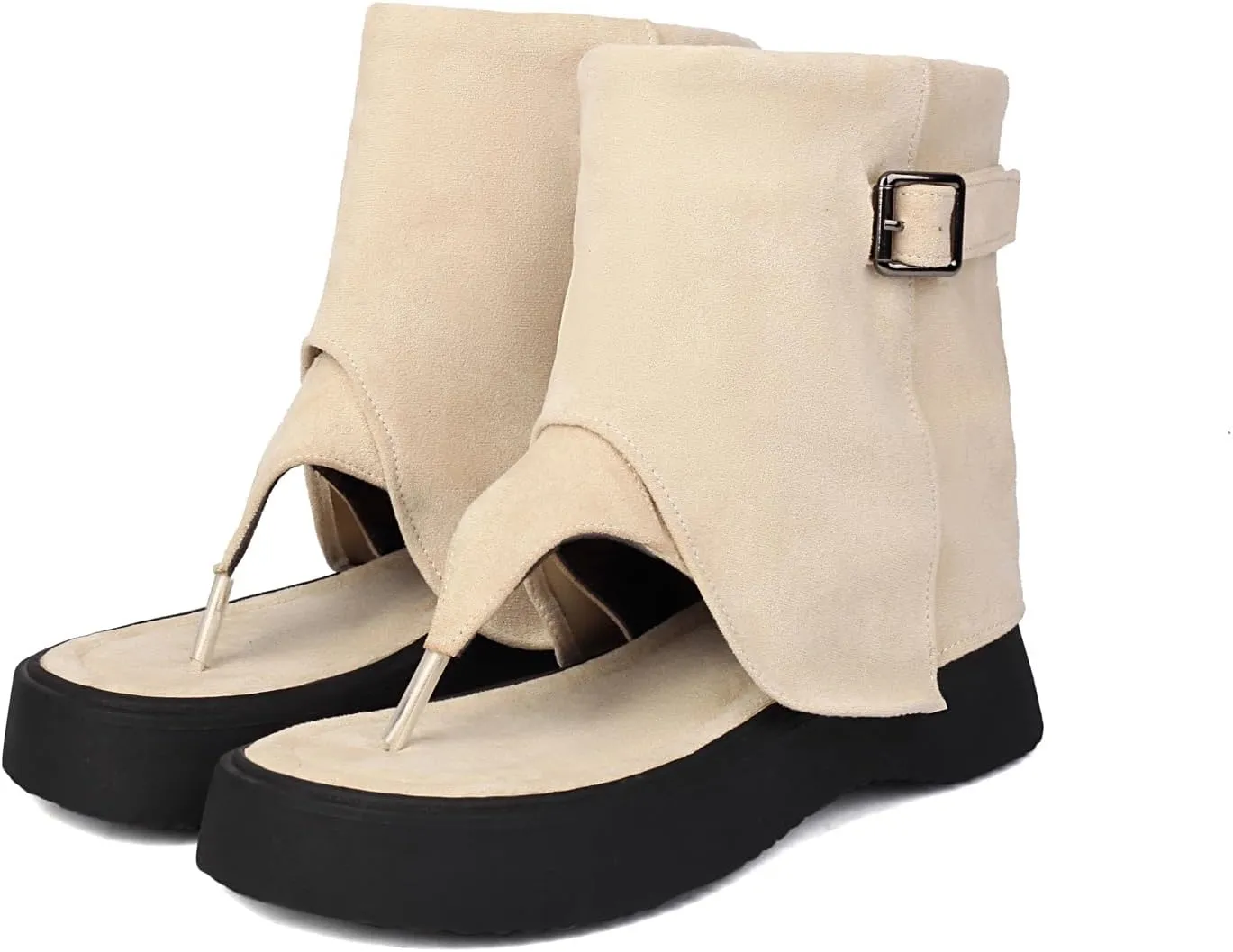 High Top Platform Sandals for Women Thongs Summer Bootie Sandals Buckle Gladiator Sandals Open-Toe