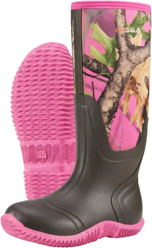HISEA Women's Rain Boots, Knee High Rubber Boots Waterproof Insulated Neoprene Mud Boots, Anti-Slip Outdoor Work Boots for Hunting Gardening Farming Yard Working, Size 6-11