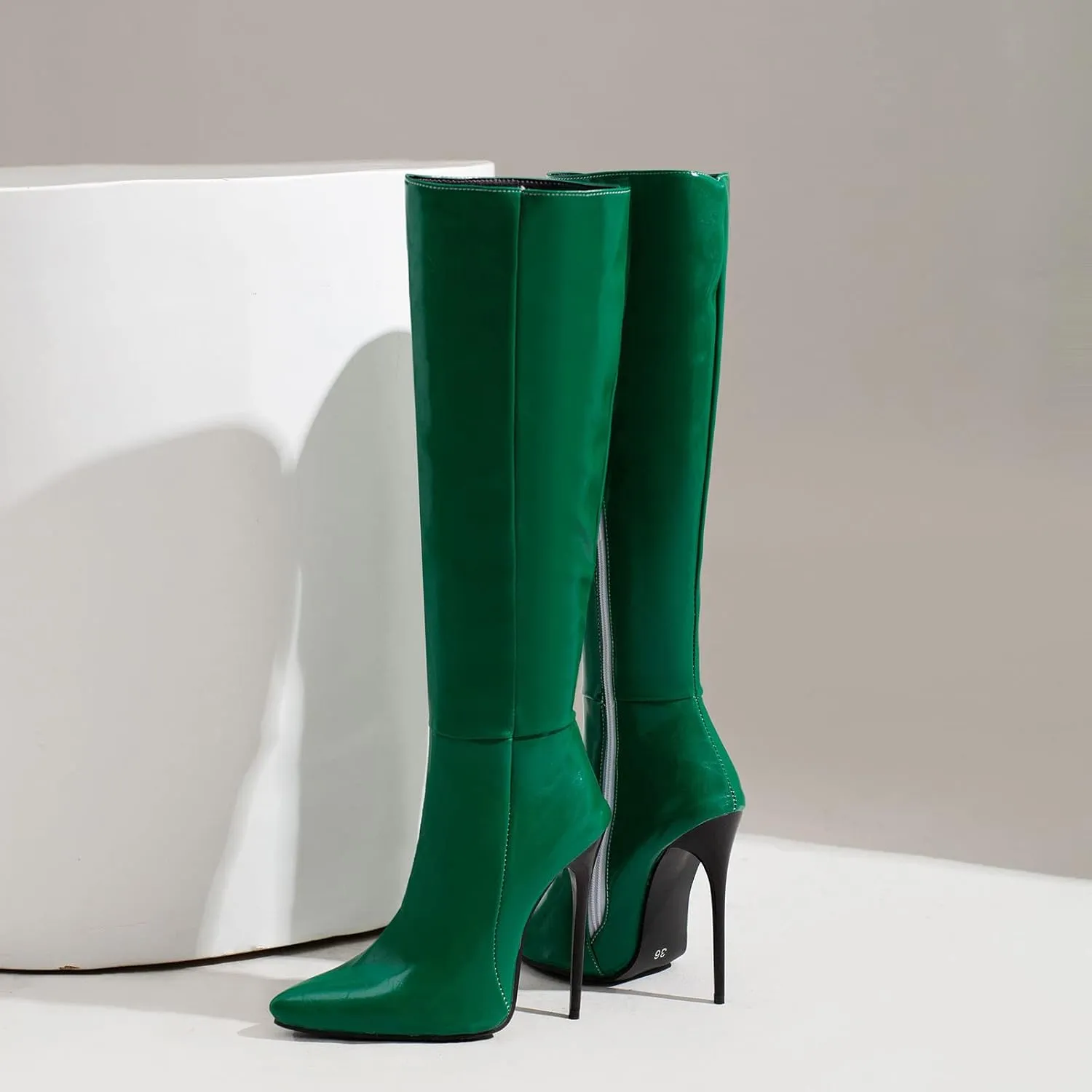 hlysgo Boots for Women Knee High Stiletto High Heel Sexy Long Boots Wide with Fall Winter Casual Trendy Gogo Boots & Booties