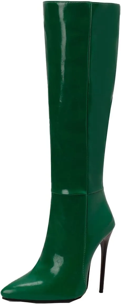 hlysgo Boots for Women Knee High Stiletto High Heel Sexy Long Boots Wide with Fall Winter Casual Trendy Gogo Boots & Booties