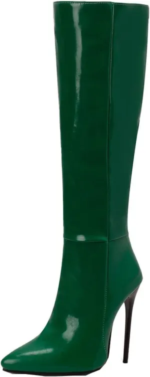 hlysgo Boots for Women Knee High Stiletto High Heel Sexy Long Boots Wide with Fall Winter Casual Trendy Gogo Boots & Booties