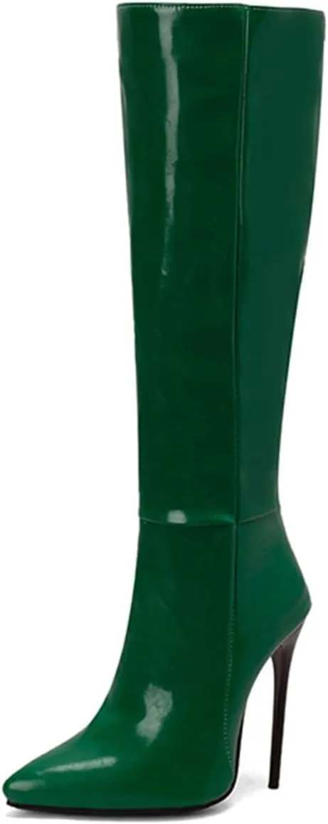 hlysgo Boots for Women Knee High Stiletto High Heel Sexy Long Boots Wide with Fall Winter Casual Trendy Gogo Boots & Booties