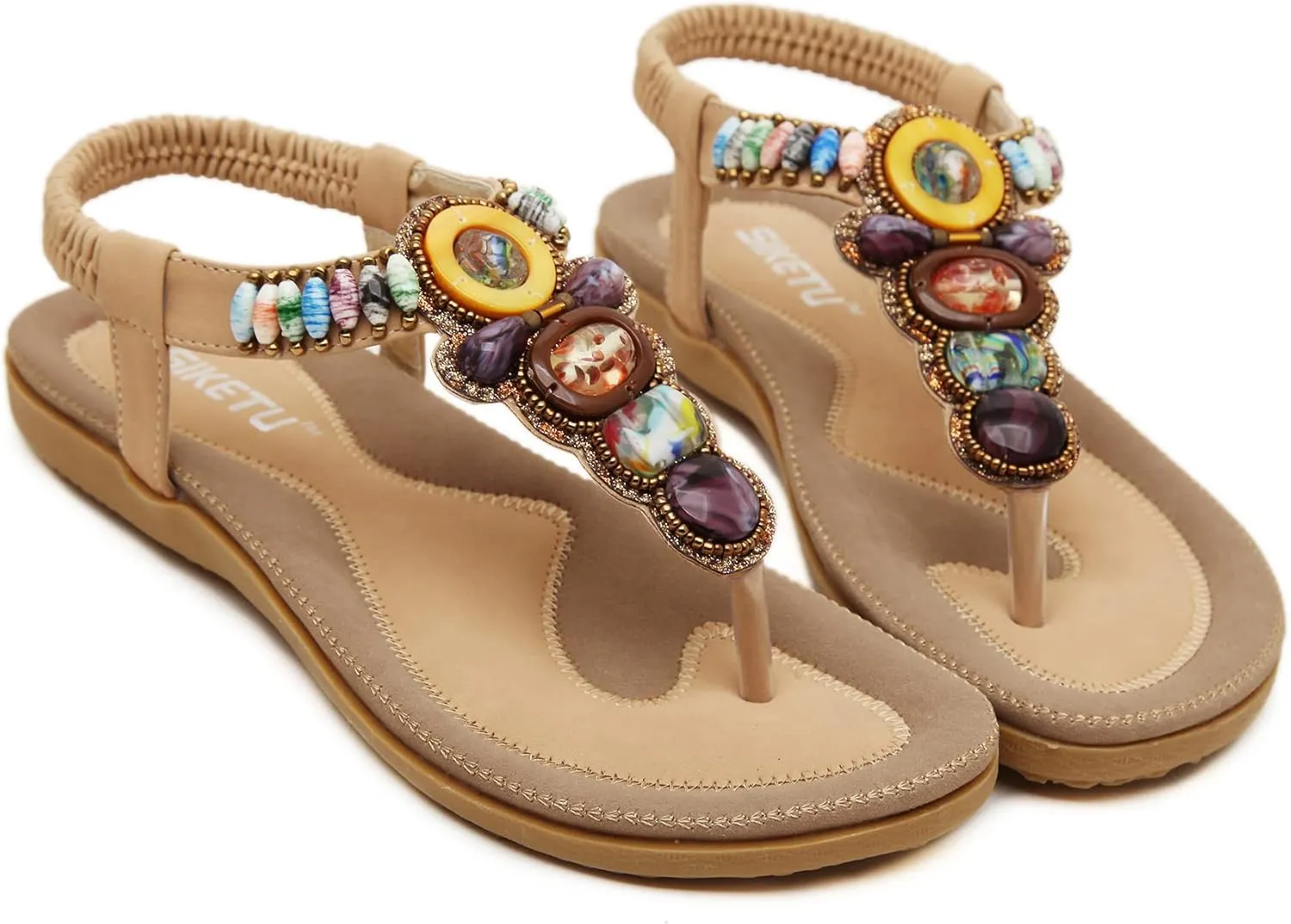 HNGHOU Women's Summer Sandals Casual Comfortable Flip Flops Bohemian Beach Clip Toe Sandals