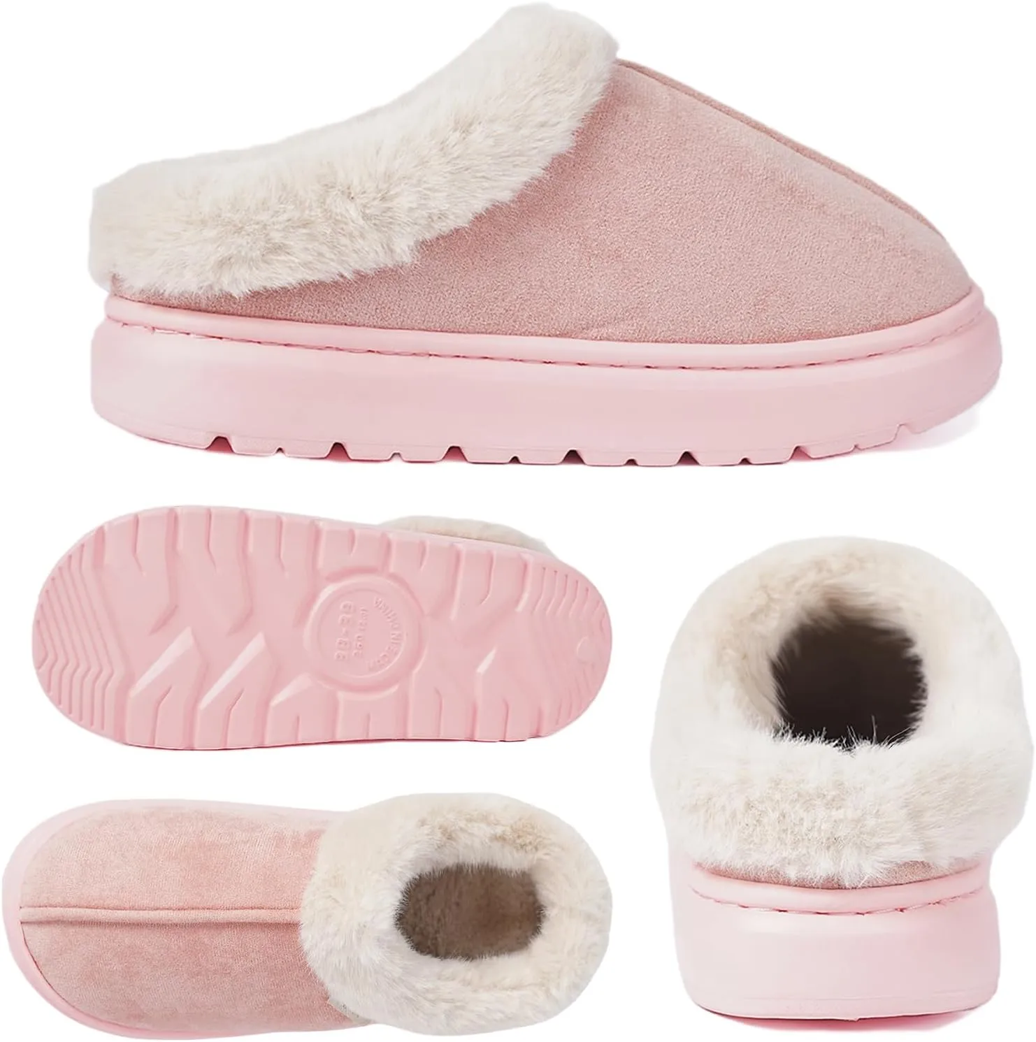 House Slippers For Woman Men, Womens slippers Platform EVA lightweight sole Warm Faux Fur Lined Suede Short Ankle Boots Memory Foam Fuzzy Slippers for Women Anti-Slip Boot Indoor Outdoor