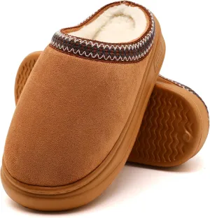 House Slippers for Woman Men, Womens slippers Platform EVA sole Warm Fuzzy Faux Fur Lined Suede Short Ankle Boots Memory Foam shoes for Women Anti-Slip Boot Indoor Size