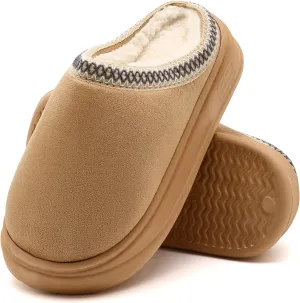 House Slippers for Woman Men, Womens slippers Platform EVA sole Warm Fuzzy Faux Fur Lined Suede Short Ankle Boots Memory Foam shoes for Women Anti-Slip Boot Indoor Size