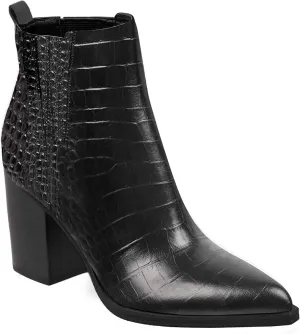 Imily Bela Womens Ankle Boots Pointed Toe Chunky Stacked Mid Heeled Faux Suede Leather Booties