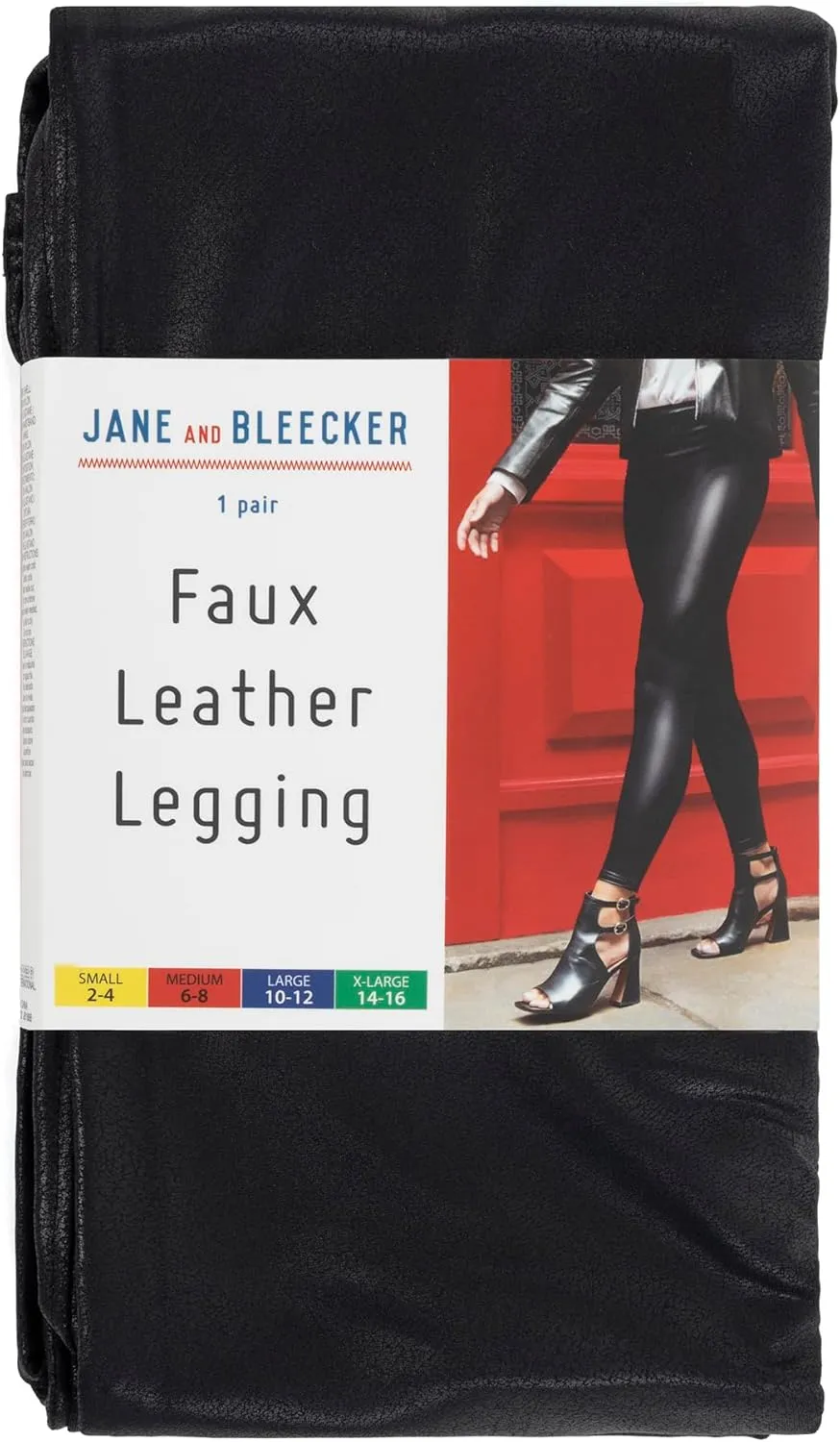 Jane and Bleecker Women Faux Leather Legging High Waistband and 3 Pair Pack Velour Socks Infuse with Aloe and Argan Oil Black