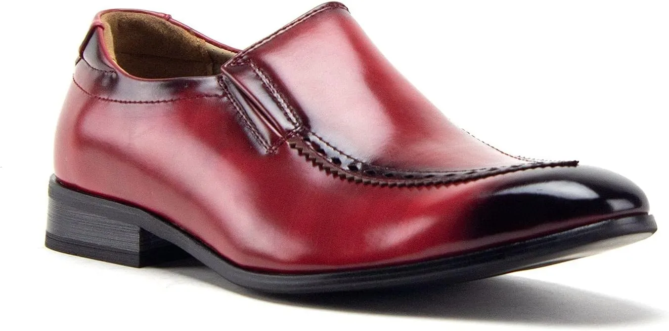 Jazamé Men's 77807 Slip On Round Toe Hand Burnished Loafers, Dress Shoes