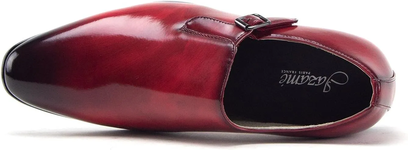 Jazamé Men's 77807 Slip On Round Toe Hand Burnished Loafers, Dress Shoes