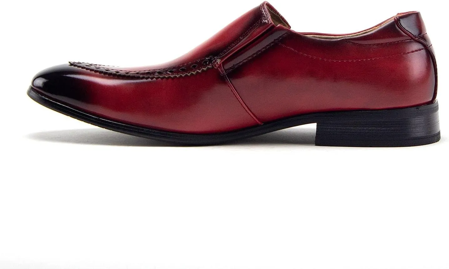 Jazamé Men's 77807 Slip On Round Toe Hand Burnished Loafers, Dress Shoes