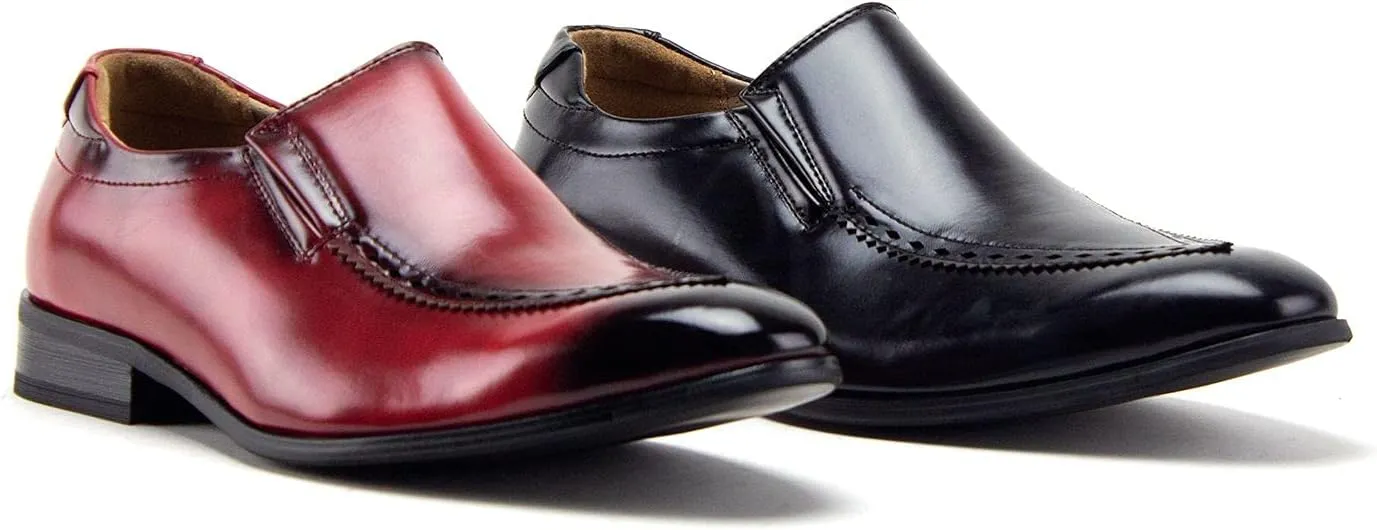 Jazamé Men's 77807 Slip On Round Toe Hand Burnished Loafers, Dress Shoes