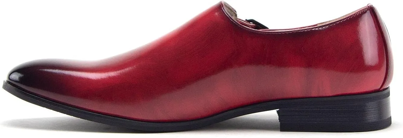 Jazamé Men's 77807 Slip On Round Toe Hand Burnished Loafers, Dress Shoes