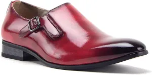 Jazamé Men's 77807 Slip On Round Toe Hand Burnished Loafers, Dress Shoes