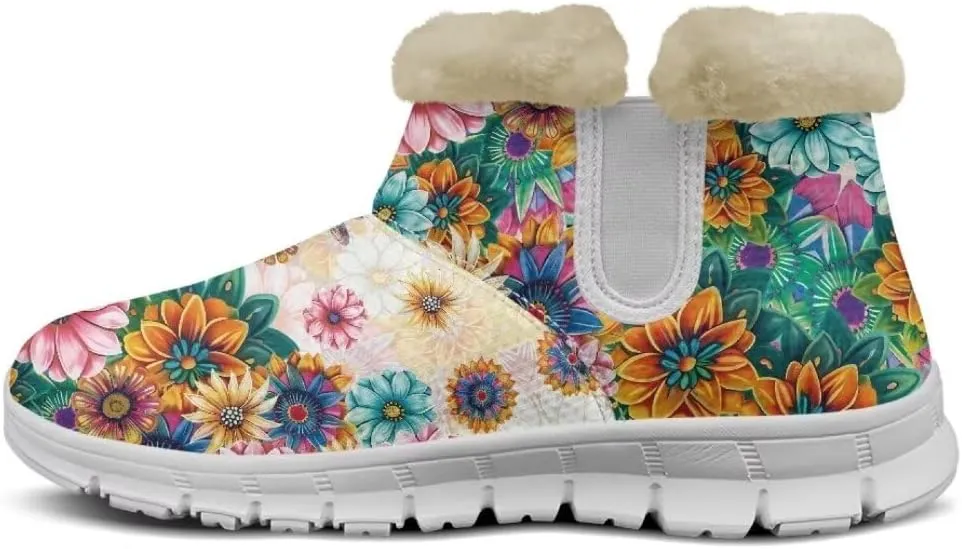 Jeiento Womens Winter Snow Boots Fuzzy Snowboots Warm and Cozy Booties Outdoor Low Heel Thickening Shoes with Insulated Flannel Lining
