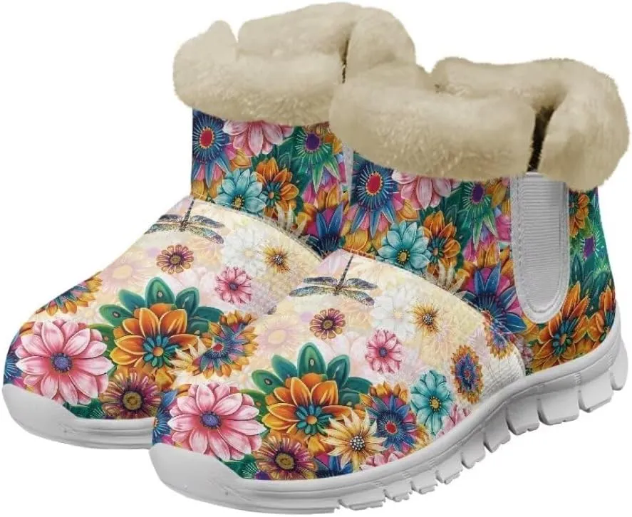 Jeiento Womens Winter Snow Boots Fuzzy Snowboots Warm and Cozy Booties Outdoor Low Heel Thickening Shoes with Insulated Flannel Lining