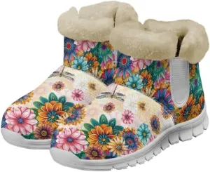 Jeiento Womens Winter Snow Boots Fuzzy Snowboots Warm and Cozy Booties Outdoor Low Heel Thickening Shoes with Insulated Flannel Lining
