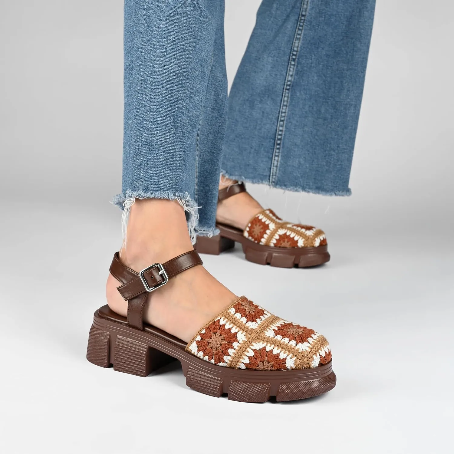 Journee Collection Womens Knit Dorit Platform Sandals