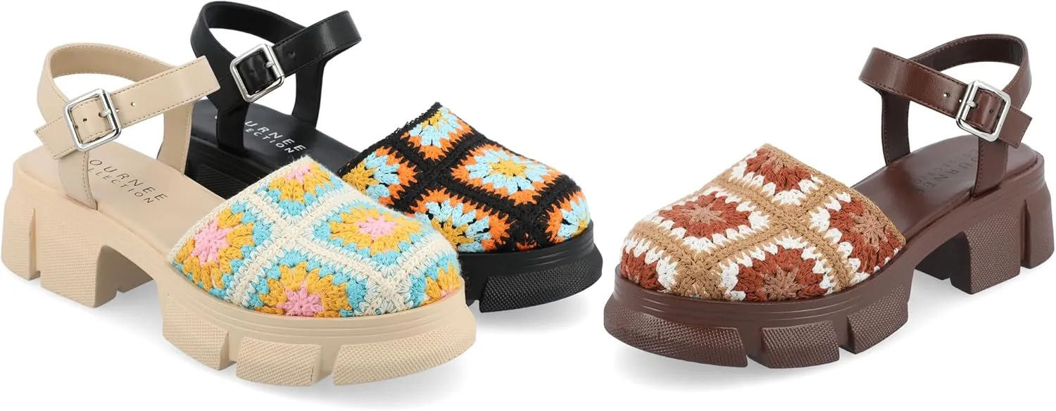 Journee Collection Womens Knit Dorit Platform Sandals