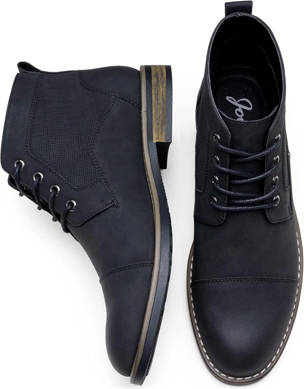 Jousen Mens Boots Retro Casual Boots for Men Cap Toe Boots for Men