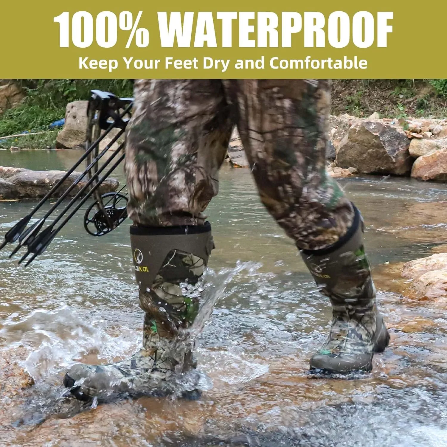 Kalkal Snake Boots for Men, Hunting Boots Waterproof Insulated Outdoor Rubber Boots, with 5mm Neoprene Anti-slip Snake Boots for Hunting Working Farming Gardening Fishing
