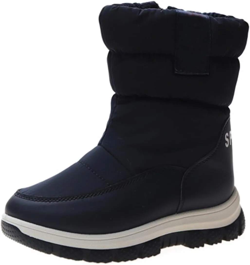 Kids 𝐖aterproof Snow Boots Girls Boys Insulated Warm Fleece Lined Winter Mid Calf Thickened Shoes for Outdoor