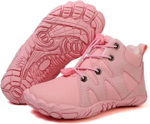 Kids Barefoot Shoes Fur Lined Zero Drop Sole,Unisex-Child Wide Toe Box Hiking Boots,Boys Girls Anti-Slip Waterproof Minimalist High Top Snow Boots (Toddler/Little Kids/Big Kids)