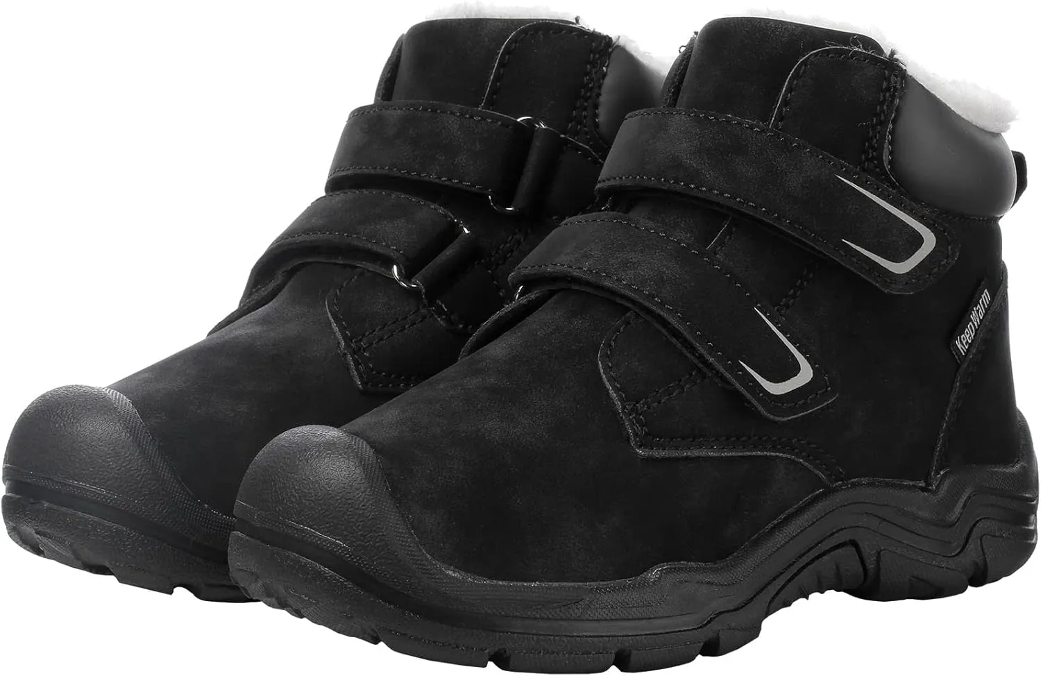 Kids Girls Boys Winter Snow Boots Fur Lined Warm Ankle Boots Non Slip Outdoor Hiking Trekking Shoes