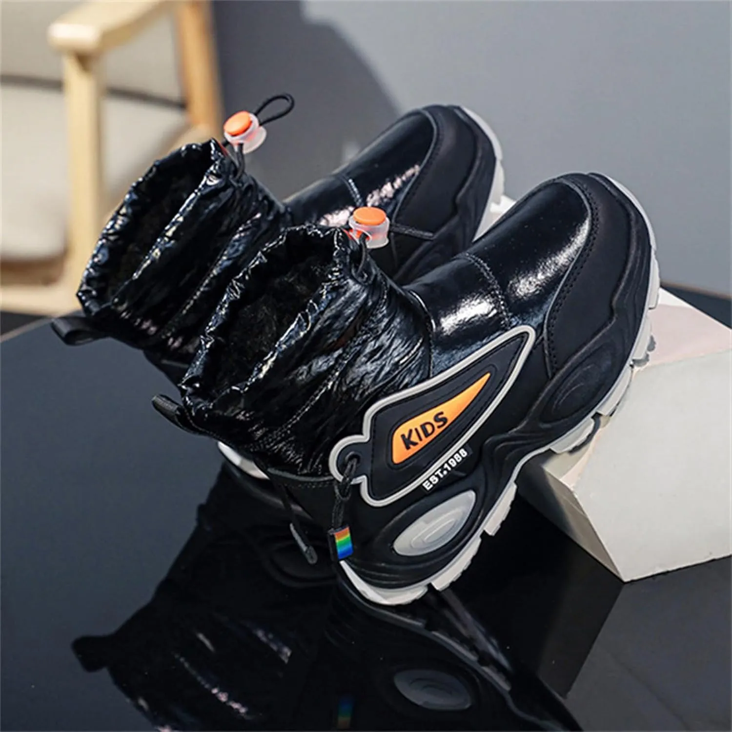 Kids Padded Snow Booties Baby Girls Boys Outdoor Warm Thick Boots Shoes Winter 𝐖aterproof Comfy Non Slip Chunky Shoes