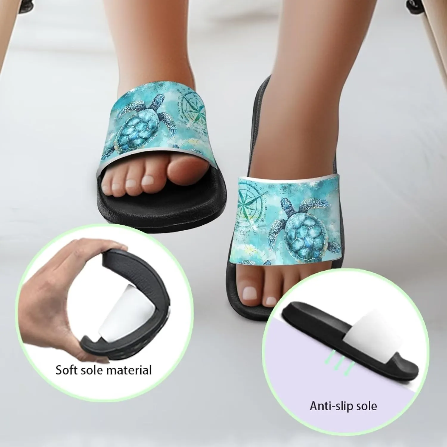 Kids Slides Sandals Non-slip Beach Slides for Girls Boys Waterproof