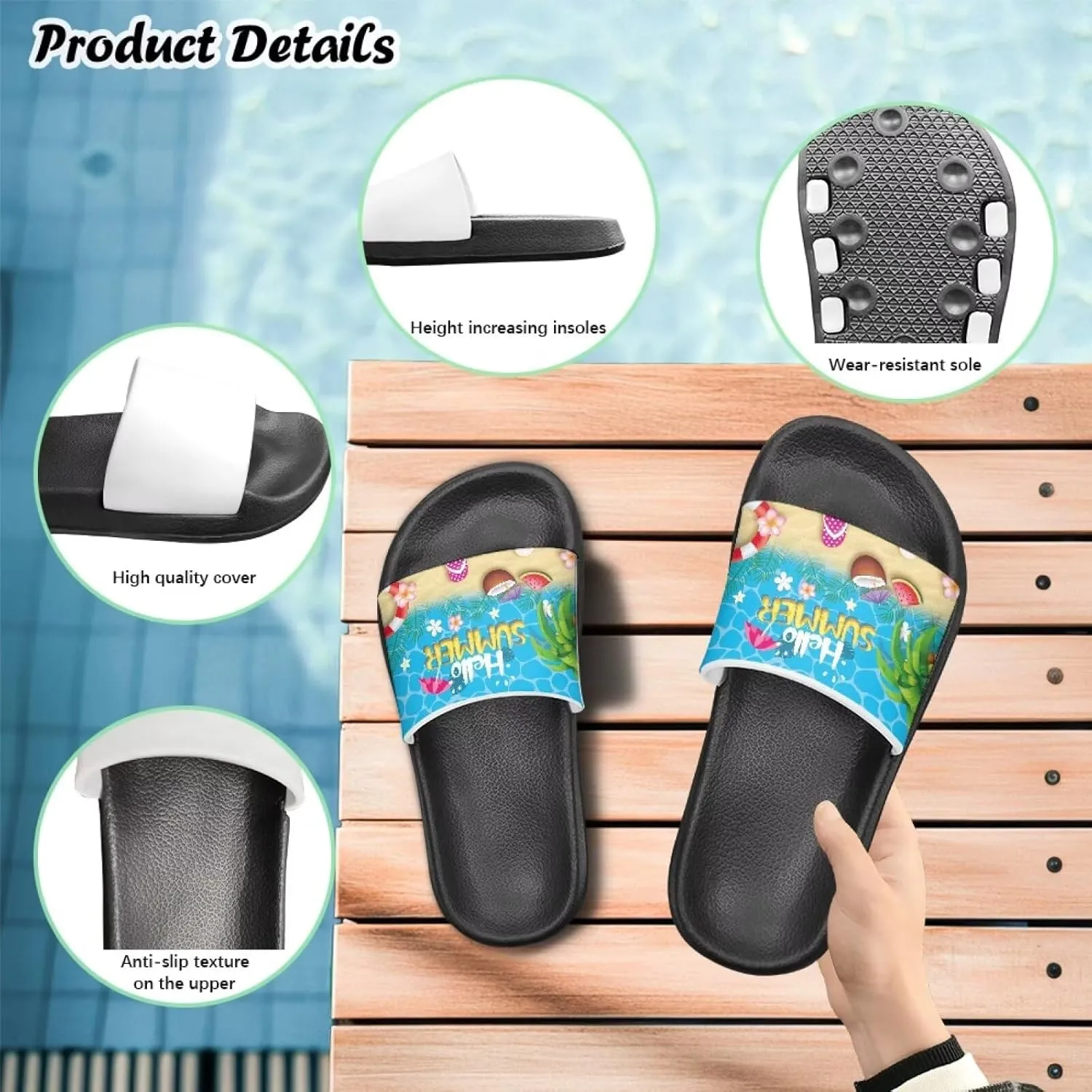 Kids Slides Sandals Non-slip Beach Slides for Girls Boys Waterproof