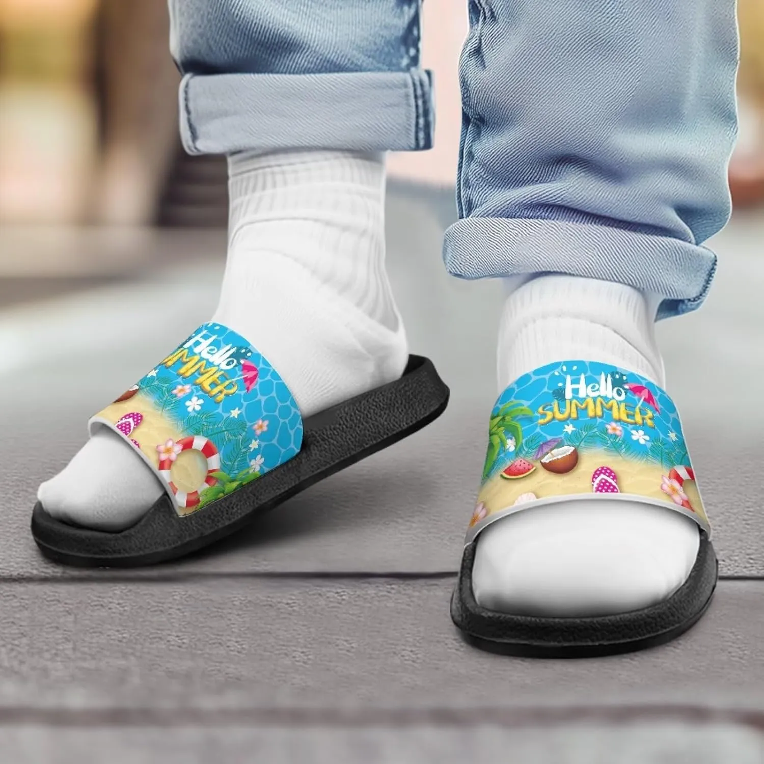 Kids Slides Sandals Non-slip Beach Slides for Girls Boys Waterproof