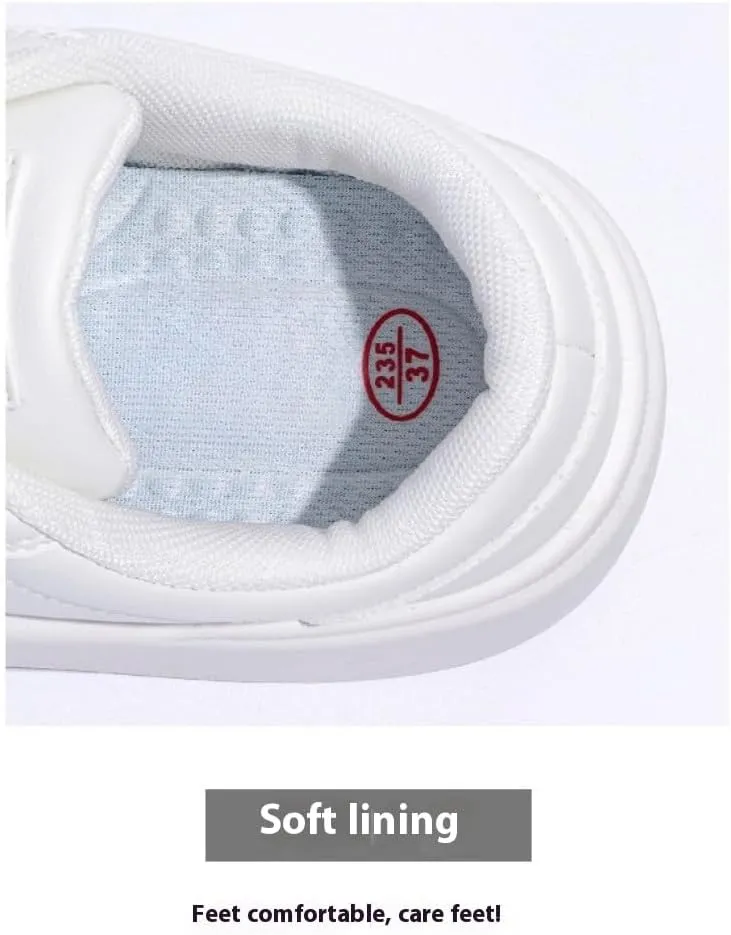 Korean Ins Trendy Hovercraft Kicks | Chunky White Sneakers with Cloud Comfort Thick Sole | Breathable Height-Boosting Shoes for Travel & Sport | OOTD for Girls & Women | Campus Clean-fit Outfit