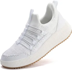 Kyedoo Women's Platform Chunky Sneakers Comfortable Casual Fashion Braided City Travel Walking Shoes Sport Tennis, White 39