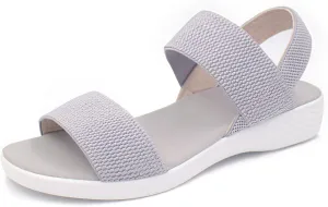 L LOUBIT Women's Sandals Elastic Strap Summer Comfort Open Toe Slides Anti-Slip Lightweight Flat Sandals