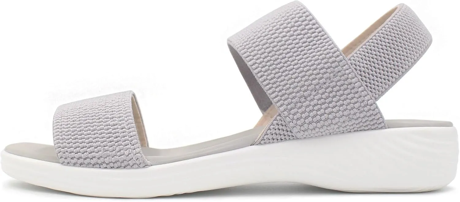 L LOUBIT Women's Sandals Elastic Strap Summer Comfort Open Toe Slides Anti-Slip Lightweight Flat Sandals