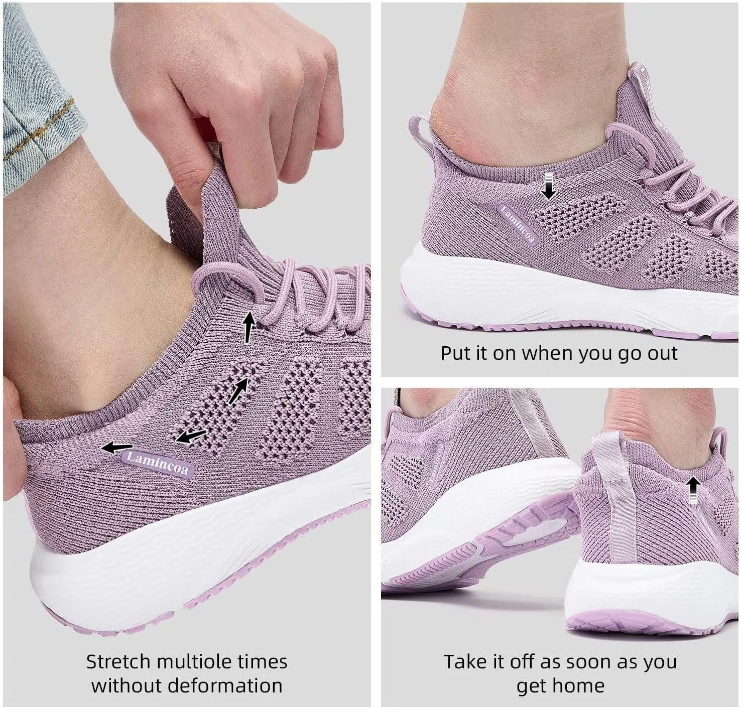 Lamincoa Women's Walking Running Sneakers Slip on Tennis Shoes Casual Athltic Gym Workout Sneakers