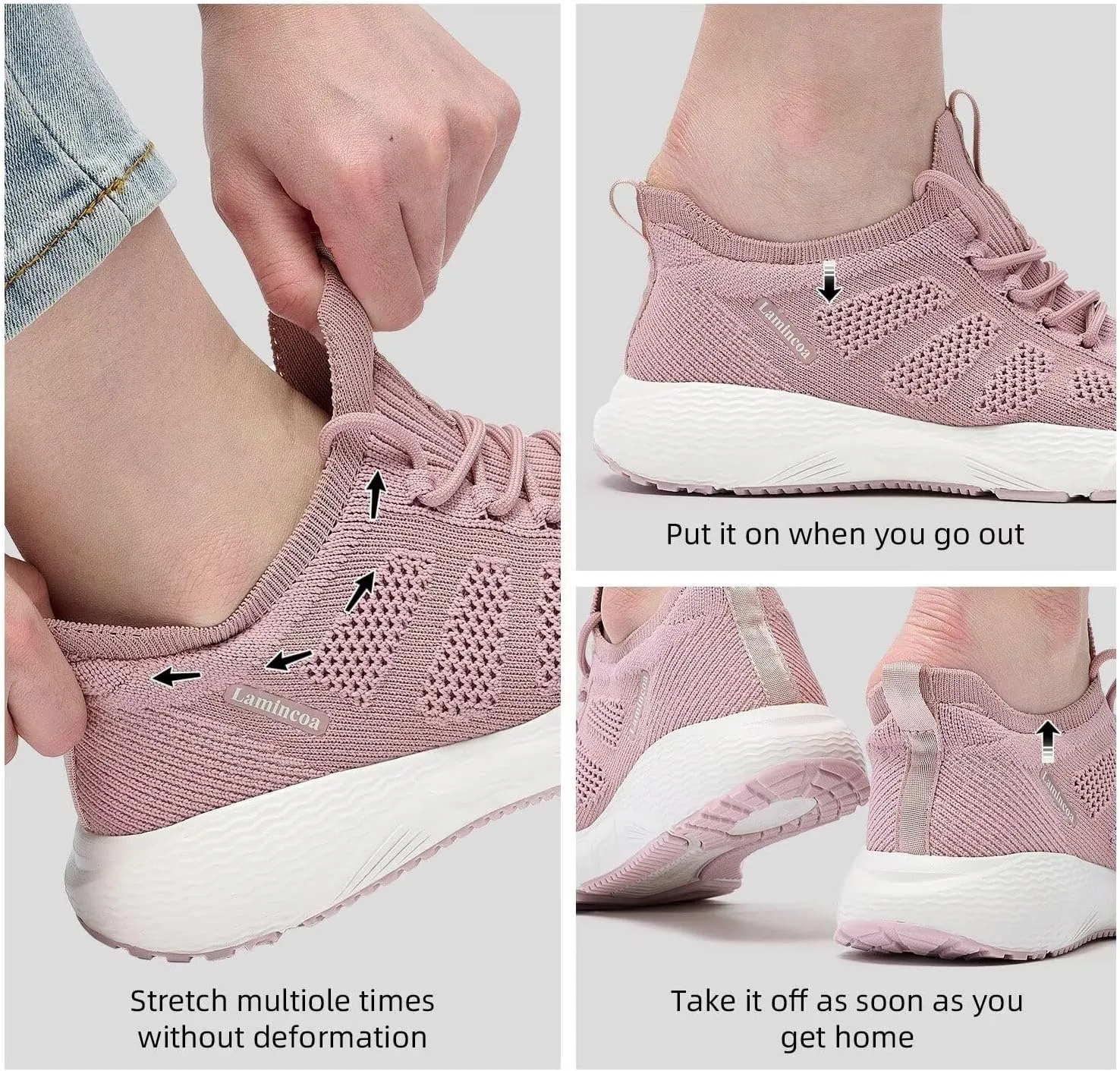 Lamincoa Women's Walking Running Sneakers Slip on Tennis Shoes Casual Athltic Gym Workout Sneakers