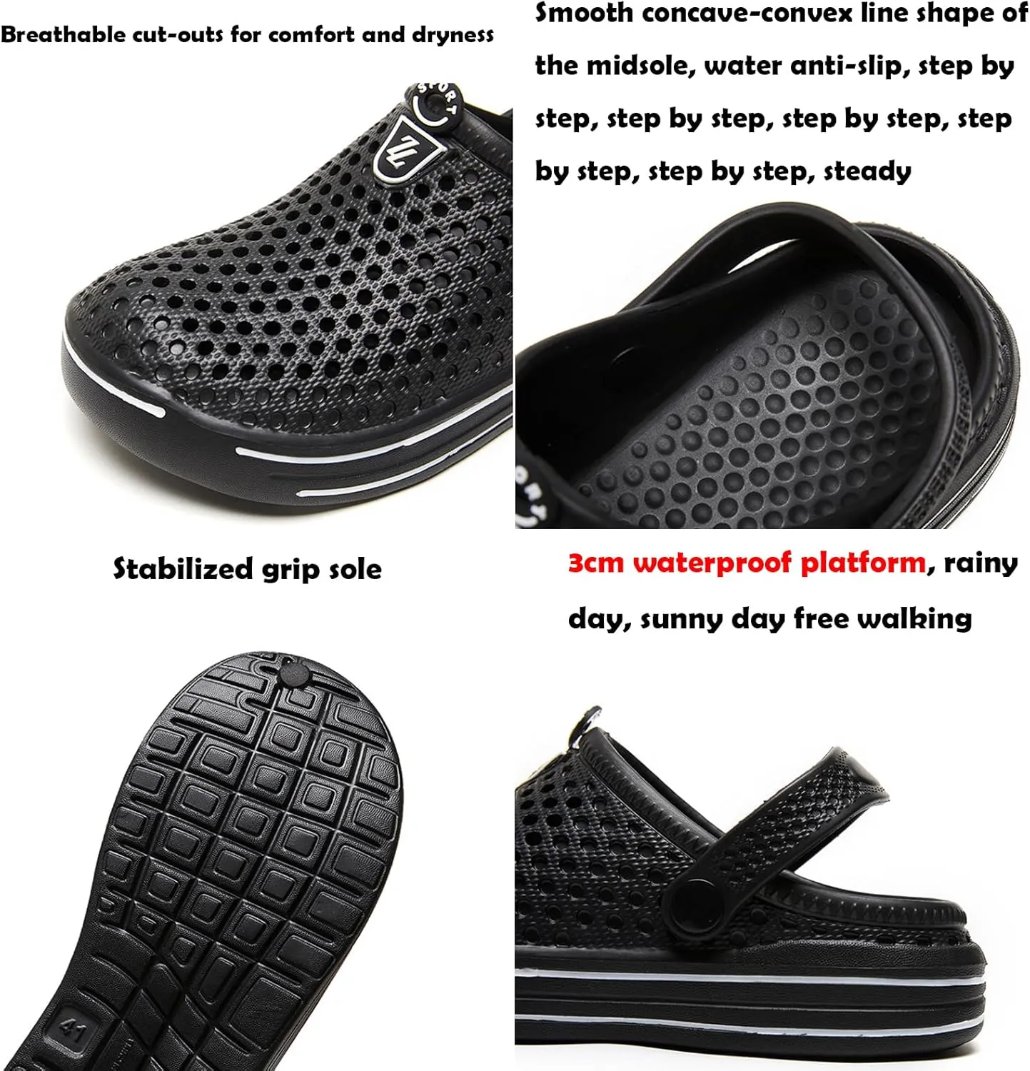 Large Size Men's Fashion Clogs, Non-Slip Closed-Toe Sandals, Impact Resistant Soft Sole Walking Shoes, Outdoor Breathable Garden Shoes, Beach Sandals