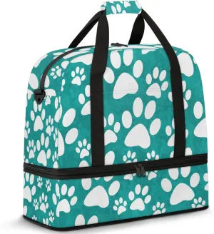 Large Travel Duffel Bag for Women Men Animal Cute Paw Gym Bag Weekender Overnight Bags With Shoe Compartment Foldie Travel Tote Bag Carry On Personal Item Bag for Travel Gym Sports Hospital