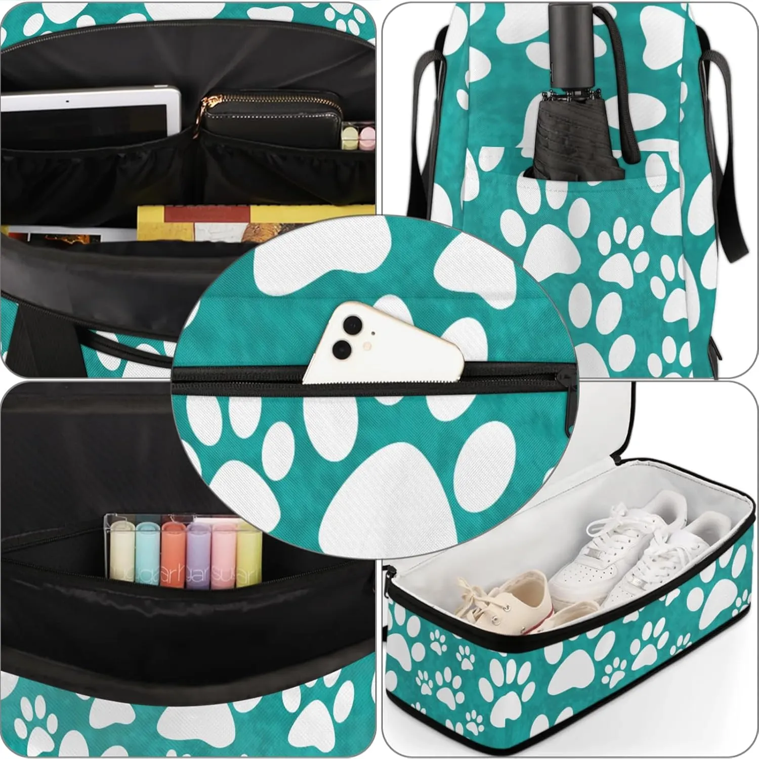 Large Travel Duffel Bag for Women Men Animal Cute Paw Gym Bag Weekender Overnight Bags With Shoe Compartment Foldie Travel Tote Bag Carry On Personal Item Bag for Travel Gym Sports Hospital
