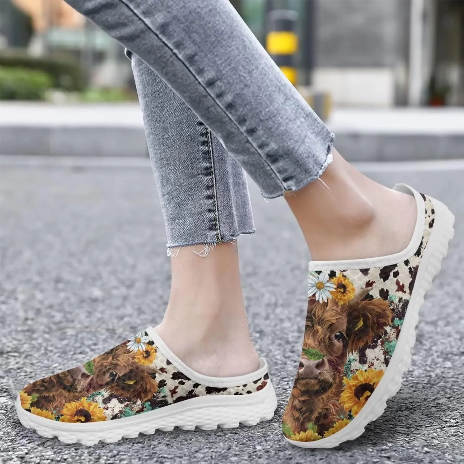 Leopard Print Women Barefoot Slip On Shoes Anti-Slip Mule Sneakers with EVA Outsole Cute Summer Yoga Walking Shoes