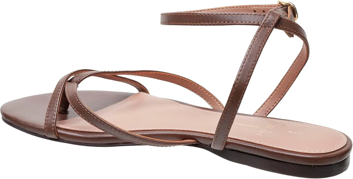 Linea Paolo - LUZ - Womens Strappy Ankle Wrap Flat Leather Sandals