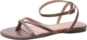 Linea Paolo - LUZ - Womens Strappy Ankle Wrap Flat Leather Sandals
