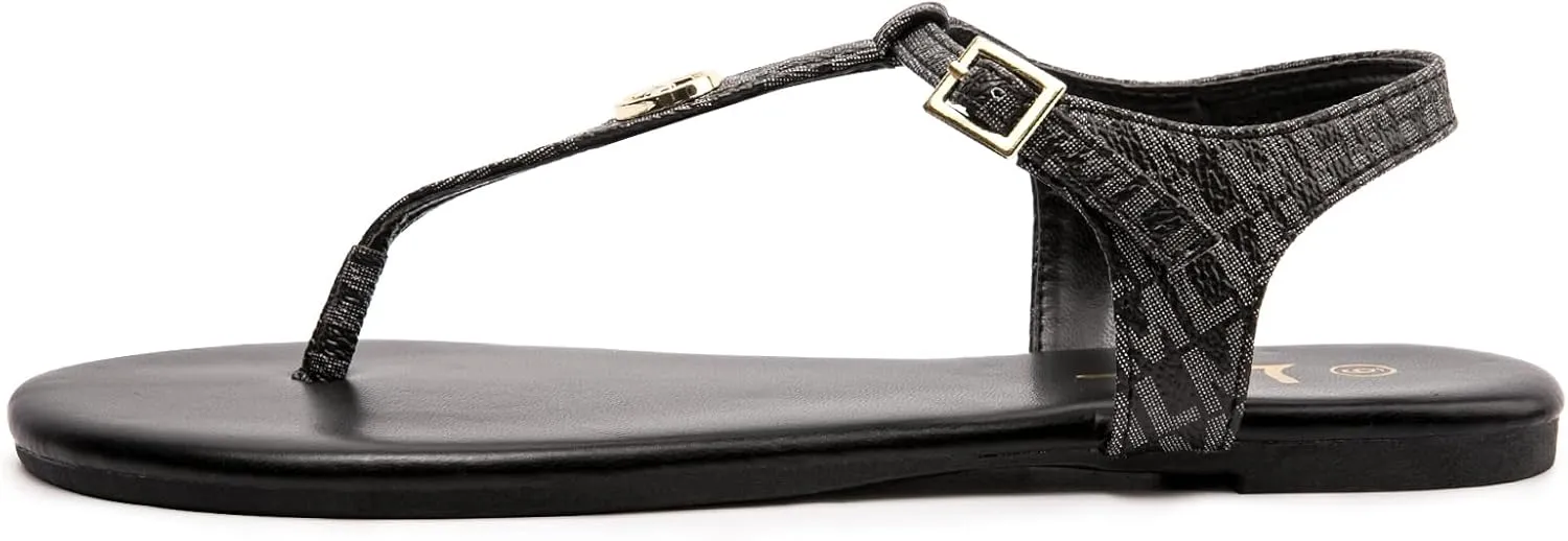 LM Women's Thong Sandals T-Strap Sandals Adjustable Ankle Buckle Dressy Thong Flat Sandals Casual Summer Sandals
